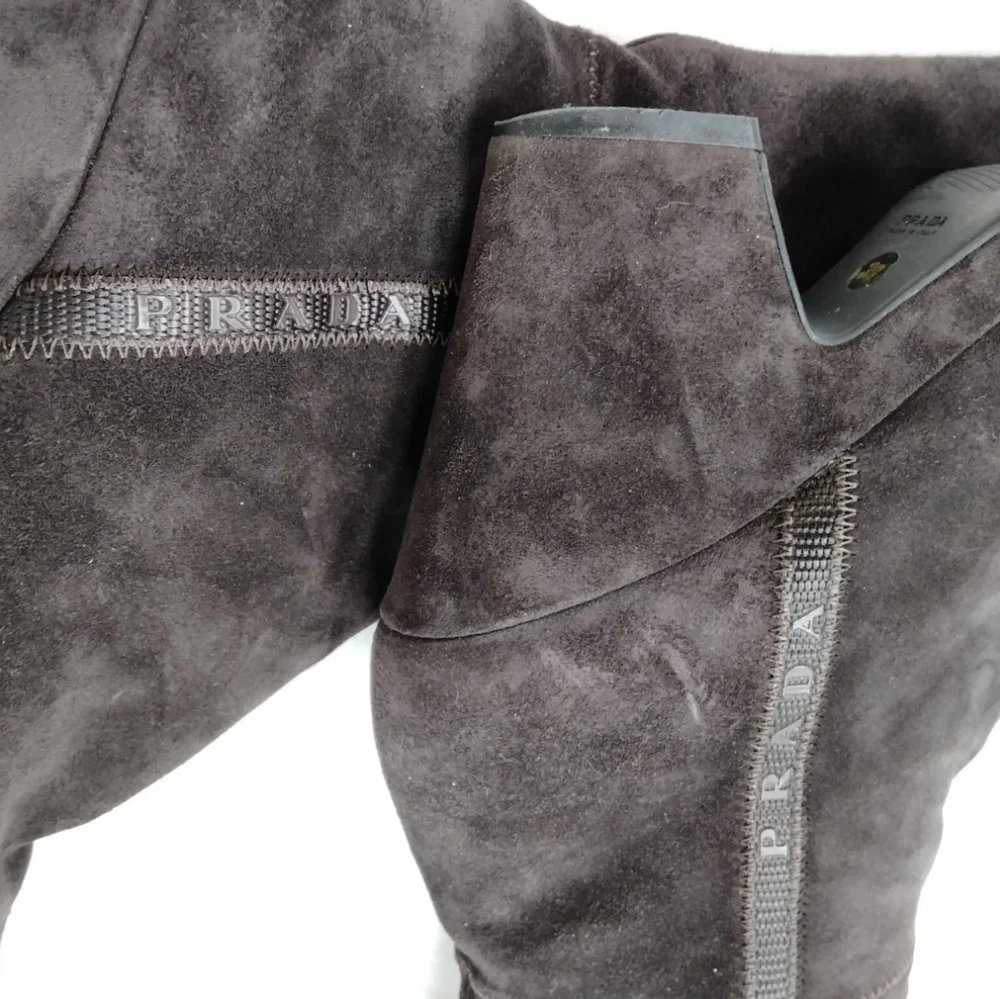 Prada Boots Women Brown Suede